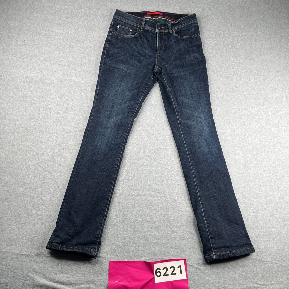 LL Bean Plaid Lined Denim Jeans Womens Size 4 Reg Dark Wash Casual Warm